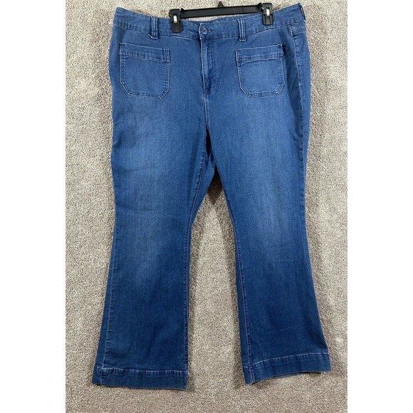 Melissa McCarthy Denim - Melissa Mccarthy Jeans Womens Measures 42X33 Tag 22W Blue Flare Hi-Rise Stretch